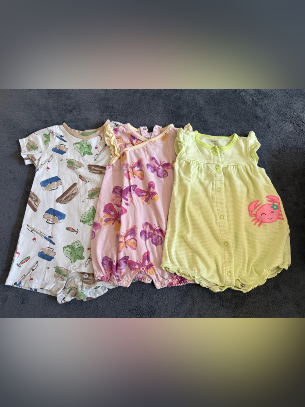 Burt's Bees & Carter’s Baby girl 3-Pack Romper bundle size 12 months